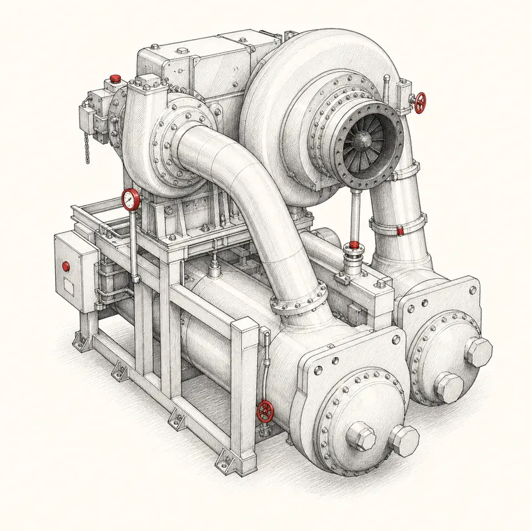Illustration of the MSG 18 centrifugal compressor