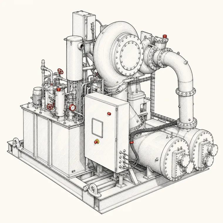 Illustration of the MSG NX 30000 centrifugal compressor